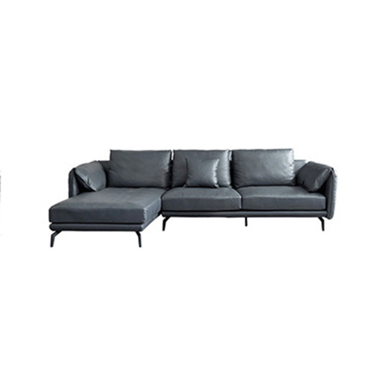 Contemporary Dark Grey Sofa with Bolster Pillows for Living Room 110"L x 69"W x 29.5"H Clearhalo 'furn' 'furn_sectionals' 'Furniture' 'Living Room Furniture' 'Sectionals' 5163100