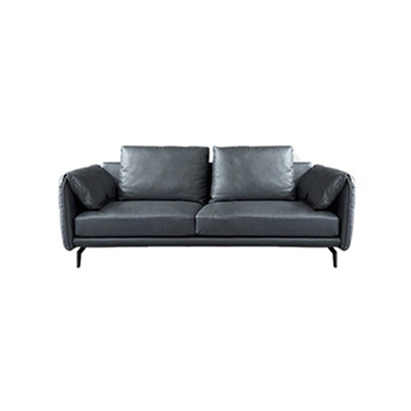 Contemporary Dark Grey Sofa with Bolster Pillows for Living Room 75"L x 37"W x 29.5"H Clearhalo 'furn' 'furn_sectionals' 'Furniture' 'Living Room Furniture' 'Sectionals' 5163101