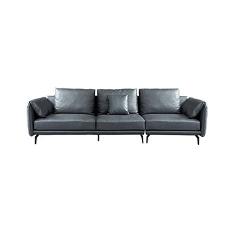 Contemporary Dark Grey Sofa with Bolster Pillows for Living Room 110"L x 37.5"W x 29.5"H Clearhalo 'furn' 'furn_sectionals' 'Furniture' 'Living Room Furniture' 'Sectionals' 5163103