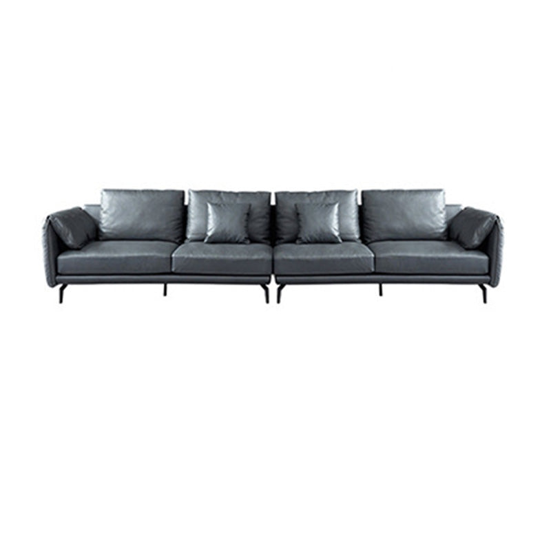 Contemporary Dark Grey Sofa with Bolster Pillows for Living Room 142"L x 37"W x 29.5"H Clearhalo 'furn' 'furn_sectionals' 'Furniture' 'Living Room Furniture' 'Sectionals' 5163106