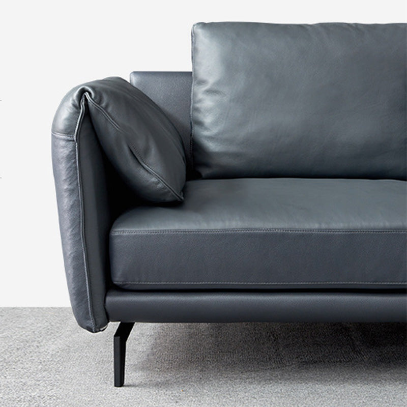 Contemporary Dark Grey Sofa with Bolster Pillows for Living Room Clearhalo 'furn' 'furn_sectionals' 'Furniture' 'Living Room Furniture' 'Sectionals' 5163109