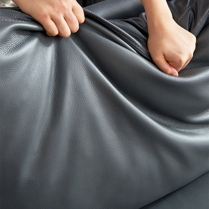 Contemporary Dark Grey Sofa with Bolster Pillows for Living Room Clearhalo 'furn' 'furn_sectionals' 'Furniture' 'Living Room Furniture' 'Sectionals' 5163111