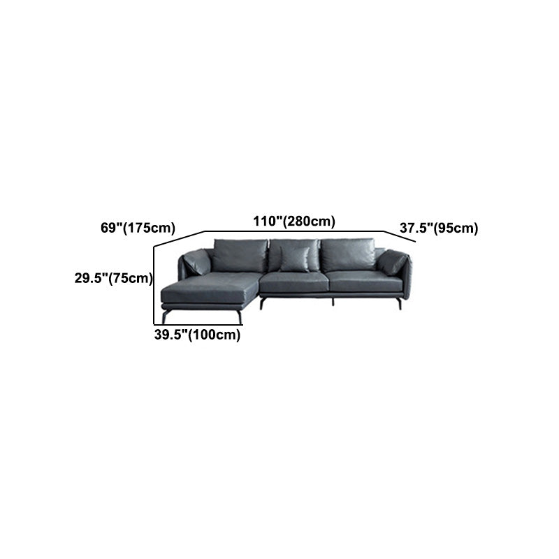 Contemporary Dark Grey Sofa with Bolster Pillows for Living Room Clearhalo 'furn' 'furn_sectionals' 'Furniture' 'Living Room Furniture' 'Sectionals' 5163113