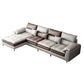 Brown Pillow Top Arm Sofa & Chaise Sewn Pillow Back Sofa - 35.43" H 138"L x 71"W x 35"H Clearhalo 'furn' 'furn_sectionals' 'Furniture' 'Living Room Furniture' 'Sectionals' 5163123