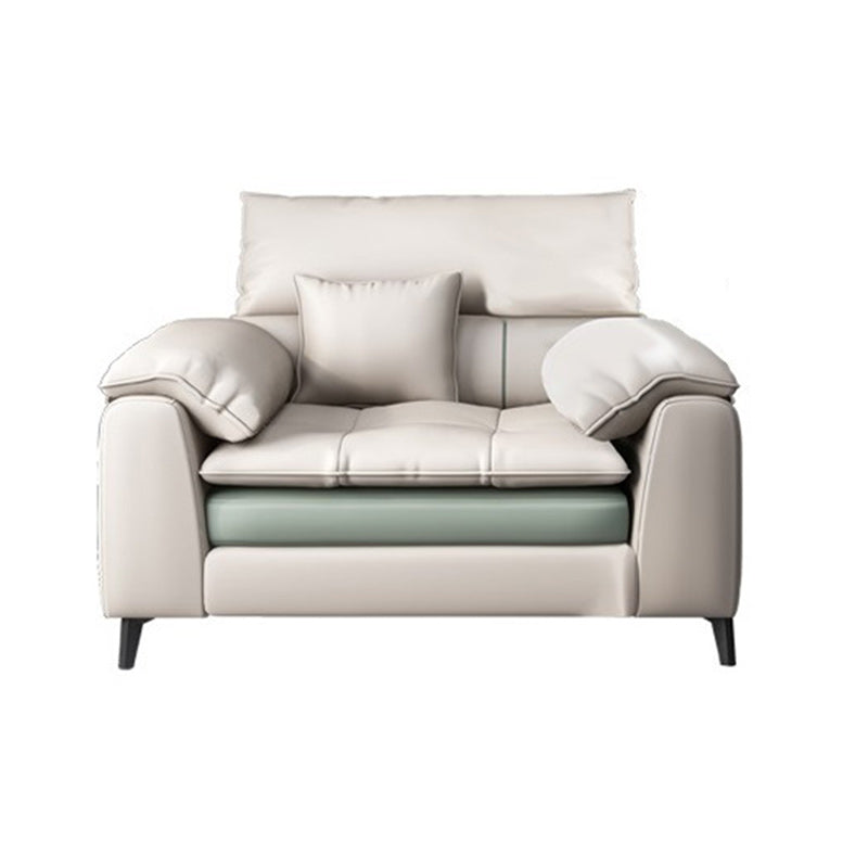 Brown Pillow Top Arm Sofa & Chaise Sewn Pillow Back Sofa - 35.43" H 39"L x 37"W x 35"H Clearhalo 'furn' 'furn_sectionals' 'Furniture' 'Living Room Furniture' 'Sectionals' 5163128