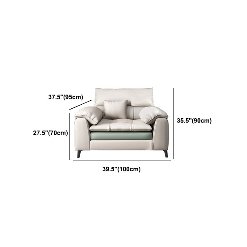 Brown Pillow Top Arm Sofa & Chaise Sewn Pillow Back Sofa - 35.43" H Clearhalo 'furn' 'furn_sectionals' 'Furniture' 'Living Room Furniture' 'Sectionals' 5163134
