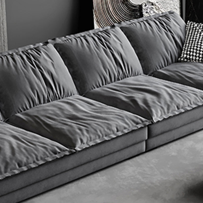 Sofá de cuero con falso gris contemporáneo con brazo superior de almohada para sala de estar