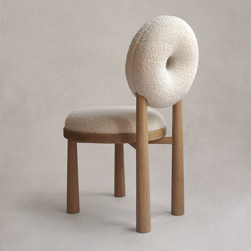 Nordic Tight Back Armless Chair Wool Accent Chair with Basic Four Legs