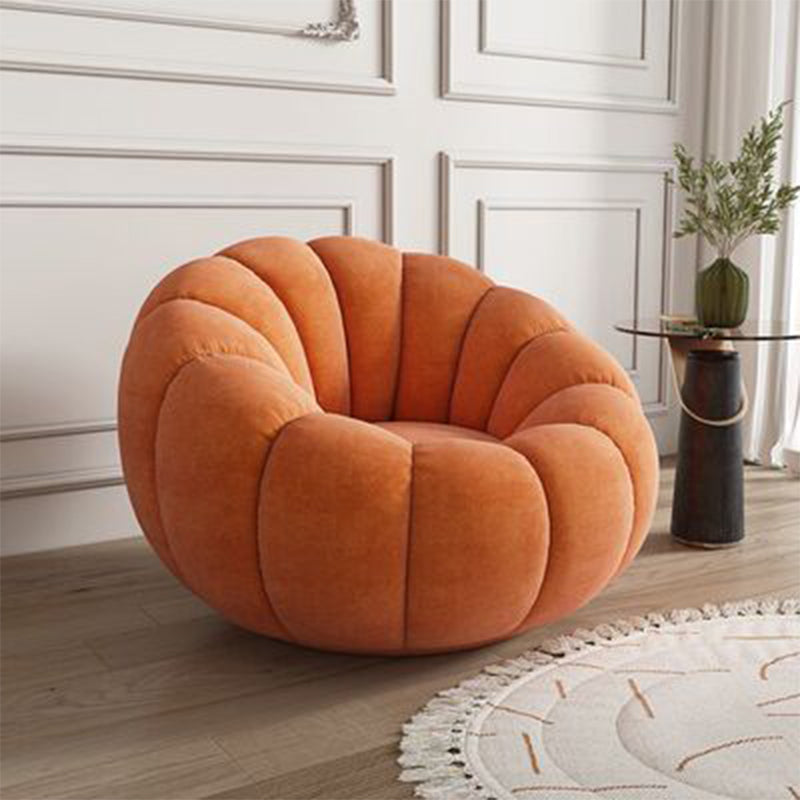 Modern Velvet / Wool Blend Accent Chair, 100 Wide Fixed Back Chair and Ottoman Orange Without Ottoman Clearhalo 'Accent Chairs' 'accent_chairs' 'Chairs & Seating' 'furn' 'furn_accent_chairs' 'Furniture' 'Living Room Furniture' 5163248