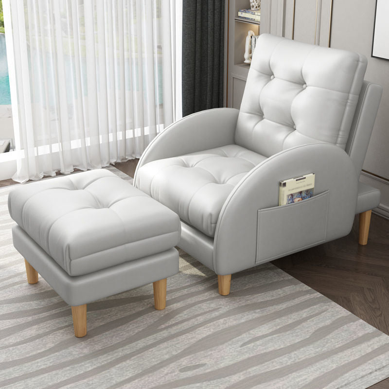 Modern Fabric Accent Chair, 55 Wide Tufted Cushion Back Chair and Ottoman Grey With Ottoman Clearhalo 'Accent Chairs' 'accent_chairs' 'Chairs & Seating' 'furn' 'furn_accent_chairs' 'Furniture' 'Living Room Furniture' 5163347