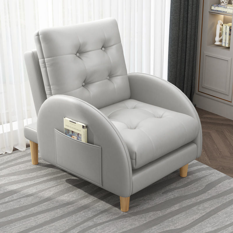 Modern Fabric Accent Chair, 55 Wide Tufted Cushion Back Chair and Ottoman Grey Without Ottoman Clearhalo 'Accent Chairs' 'accent_chairs' 'Chairs & Seating' 'furn' 'furn_accent_chairs' 'Furniture' 'Living Room Furniture' 5163351