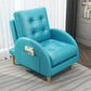 Modern Fabric Accent Chair, 55 Wide Tufted Cushion Back Chair and Ottoman Blue Without Ottoman Clearhalo 'Accent Chairs' 'accent_chairs' 'Chairs & Seating' 'furn' 'furn_accent_chairs' 'Furniture' 'Living Room Furniture' 5163354