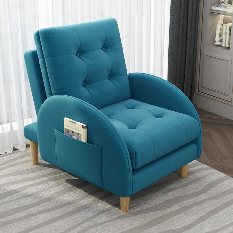 Modern Fabric Accent Chair, 55 Wide Tufted Cushion Back Chair and Ottoman Ocean Blue Without Ottoman Clearhalo 'Accent Chairs' 'accent_chairs' 'Chairs & Seating' 'furn' 'furn_accent_chairs' 'Furniture' 'Living Room Furniture' 5163356