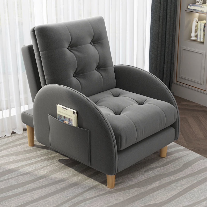 Modern Fabric Accent Chair, 55 Wide Tufted Cushion Back Chair and Ottoman Light Gray Without Ottoman Clearhalo 'Accent Chairs' 'accent_chairs' 'Chairs & Seating' 'furn' 'furn_accent_chairs' 'Furniture' 'Living Room Furniture' 5163357