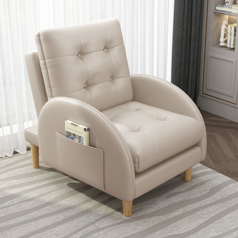 Modern Fabric Accent Chair, 55 Wide Tufted Cushion Back Chair and Ottoman Beige Without Ottoman Clearhalo 'Accent Chairs' 'accent_chairs' 'Chairs & Seating' 'furn' 'furn_accent_chairs' 'Furniture' 'Living Room Furniture' 5163358