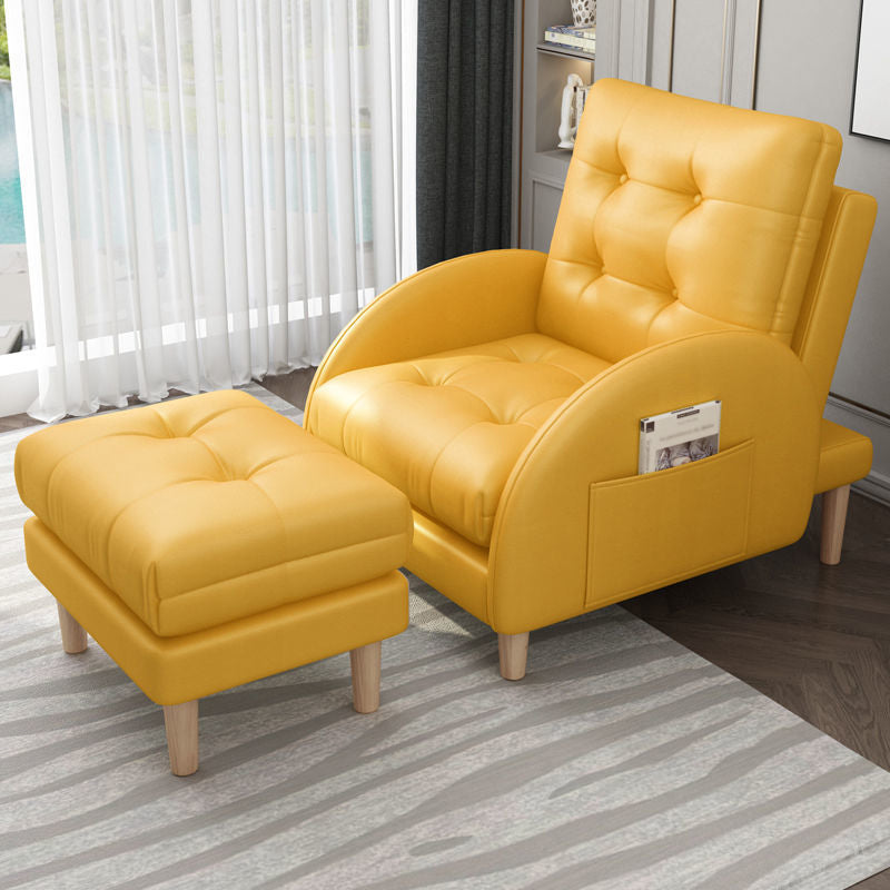 Modern Fabric Accent Chair, 55 Wide Tufted Cushion Back Chair and Ottoman Yellow With Ottoman Clearhalo 'Accent Chairs' 'accent_chairs' 'Chairs & Seating' 'furn' 'furn_accent_chairs' 'Furniture' 'Living Room Furniture' 5163366