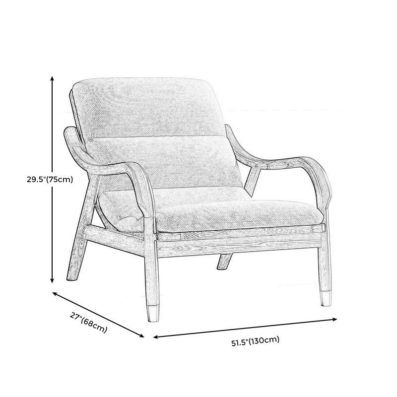Modern Solid Wood Accent Chair, 68 Wide Cushion Back Chair with Arm