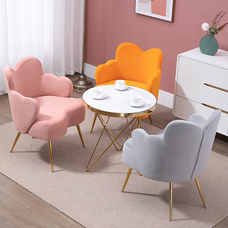 Chaise accentuale de velours décontracté chaise accent en cuir en orange / rose / vert / gris