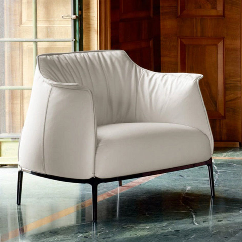 Barrel Chair 31.49" L x 33.46" W x 31.49" H Arms Included Barrel Accent Chair White Faux Leather Clearhalo 'Accent Chairs' 'accent_chairs' 'Chairs & Seating' 'furn' 'furn_accent_chairs' 'Furniture' 'Living Room Furniture' 5163453