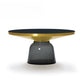 Modern Style Cocktail Table Black Table with Glass Base Round Coffee Table 29.5"L x 29.5"W x 15"H Grey-Gold Clearhalo 'Coffee & Accent Tables' 'End & Side Tables' 'end_side_tables' 'furn' 'furn_end_side_tables' 'Furniture' 'Living Room Furniture' 5163549