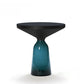Modern Style Cocktail Table Black Table with Glass Base Round Coffee Table 20"L x 20"W x 20.5"H Blue-Black Clearhalo 'Coffee & Accent Tables' 'End & Side Tables' 'end_side_tables' 'furn' 'furn_end_side_tables' 'Furniture' 'Living Room Furniture' 5163551