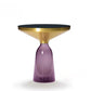 Modern Style Cocktail Table Black Table with Glass Base Round Coffee Table 20"L x 20"W x 20.5"H Light purple Gold Clearhalo 'Coffee & Accent Tables' 'End & Side Tables' 'end_side_tables' 'furn' 'furn_end_side_tables' 'Furniture' 'Living Room Furniture' 5163552