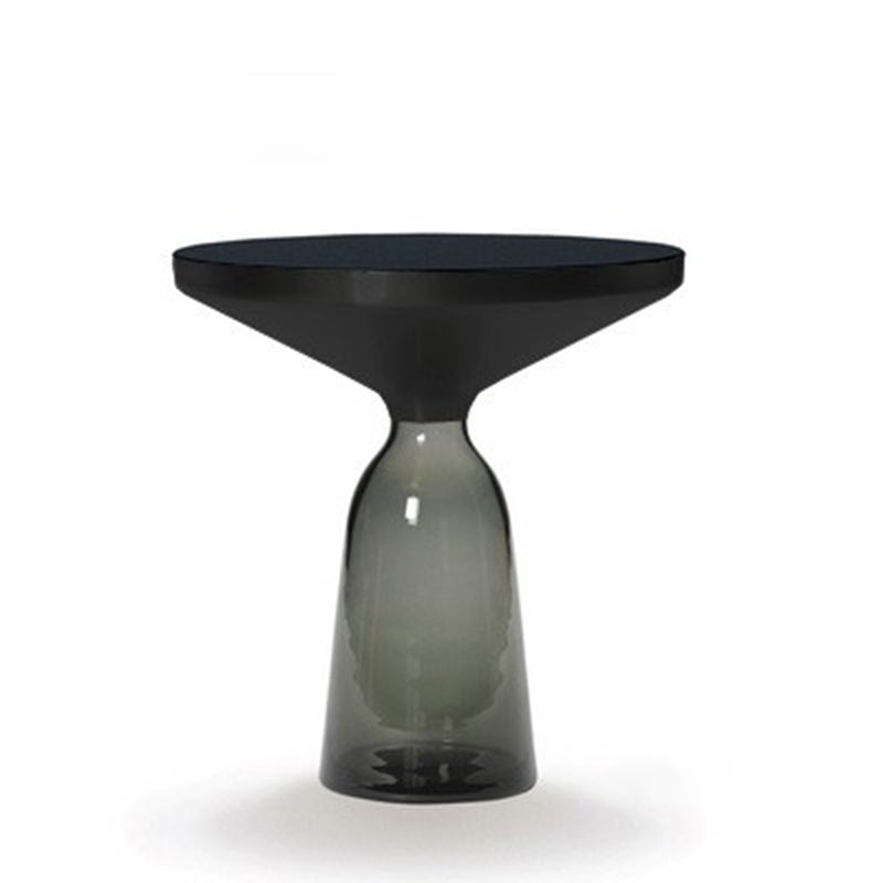 Modern Style Cocktail Table Black Table with Glass Base Round Coffee Table 20"L x 20"W x 20.5"H Gray Black Clearhalo 'Coffee & Accent Tables' 'End & Side Tables' 'end_side_tables' 'furn' 'furn_end_side_tables' 'Furniture' 'Living Room Furniture' 5163566