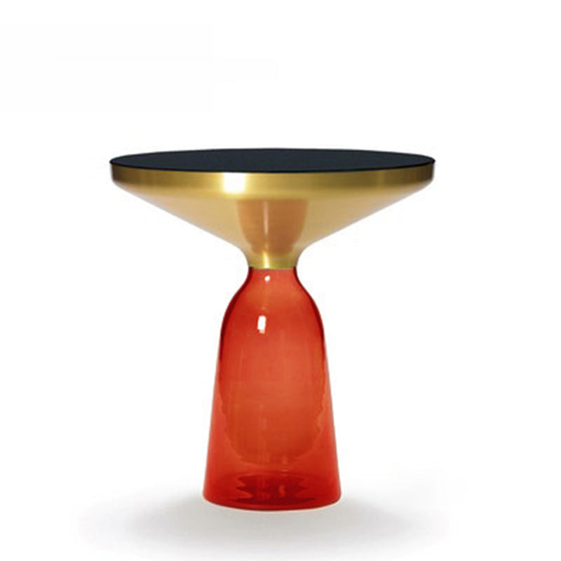 Modern Style Cocktail Table Black Table with Glass Base Round Coffee Table 20"L x 20"W x 20.5"H Orange Gold Clearhalo 'Coffee & Accent Tables' 'End & Side Tables' 'end_side_tables' 'furn' 'furn_end_side_tables' 'Furniture' 'Living Room Furniture' 5163568