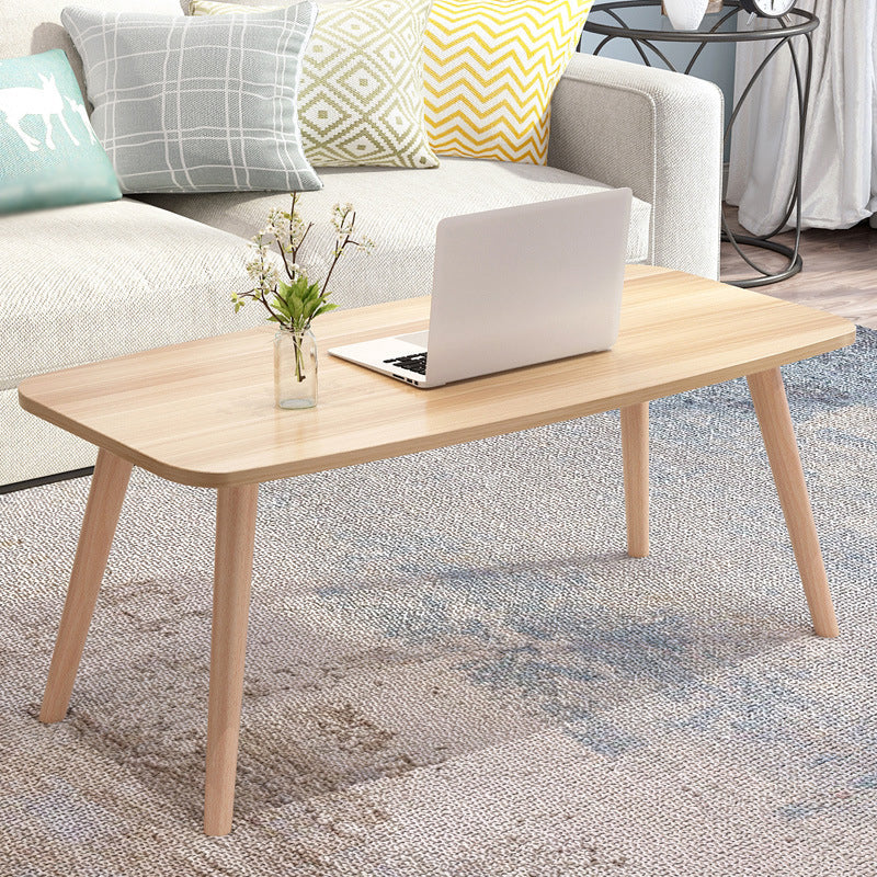 Tavolino rettangolare con legno artificiale/top nero/nero su 4 gambe tavolino