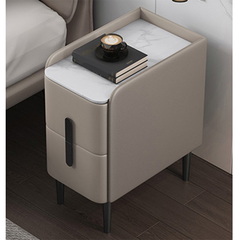 Rectangular Coffee Table with 4 Legs Base Design Rock Slate Top Metal Cocktail Table