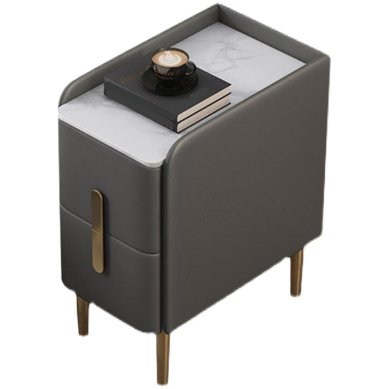 Rectangular Coffee Table with 4 Legs Base Design Rock Slate Top Metal Cocktail Table