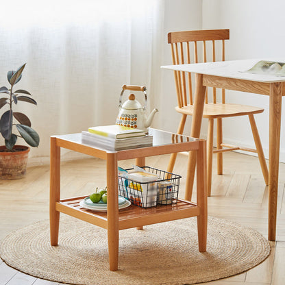 Modern Style Cocktail Table Beech Frame Glass Top Square/rectangular Coffee Table