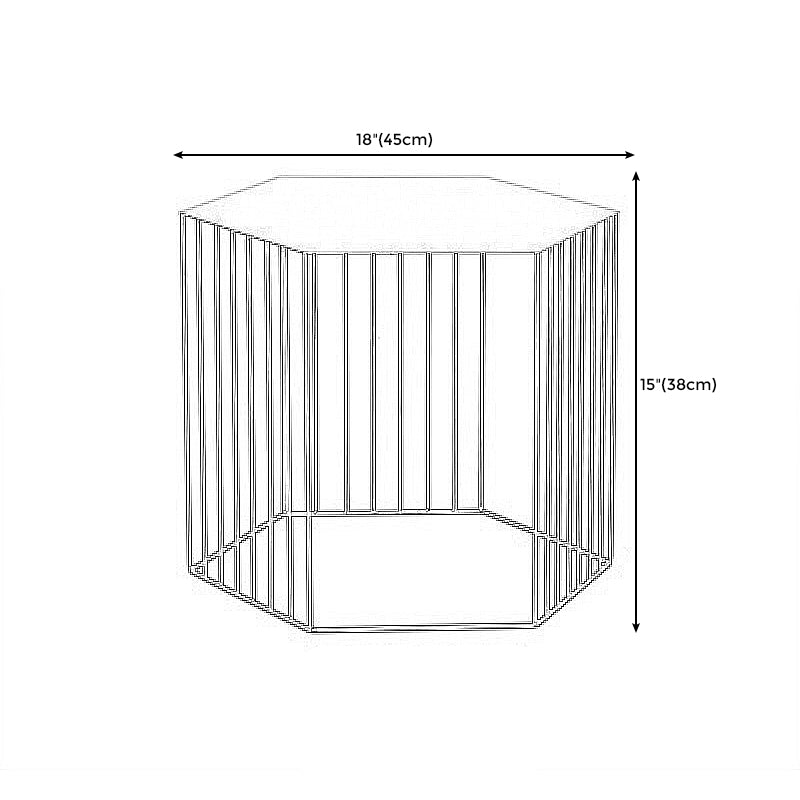 Black/white/gold Geometric Top Side Table Ironcraft Frame End Table Clearhalo 'Coffee & Accent Tables' 'End & Side Tables' 'end_side_tables' 'furn' 'furn_end_side_tables' 'Furniture' 'Living Room Furniture' 5163789