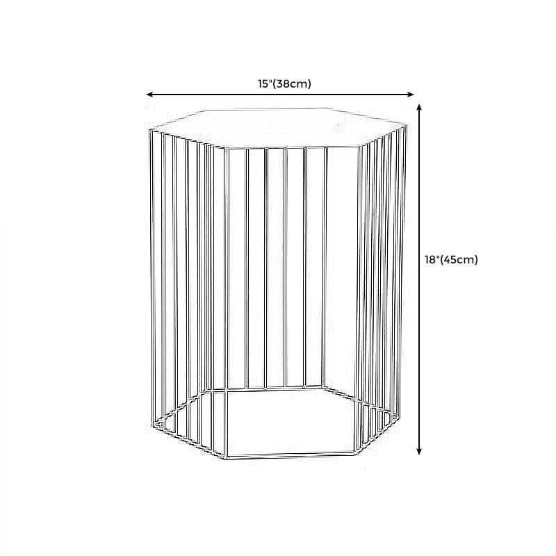 Black/white/gold Geometric Top Side Table Ironcraft Frame End Table Clearhalo 'Coffee & Accent Tables' 'End & Side Tables' 'end_side_tables' 'furn' 'furn_end_side_tables' 'Furniture' 'Living Room Furniture' 5163790