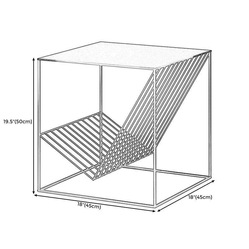 19.6" Tall Square Side Table Frame Ironcraft End Table with Magazine Holder Clearhalo 'Coffee & Accent Tables' 'End & Side Tables' 'end_side_tables' 'furn' 'furn_end_side_tables' 'Furniture' 'Living Room Furniture' 5163850