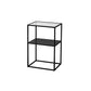 23.6" Tall Ironcraft Frame End Table Glass Rectangular Top Side Table with Shelf