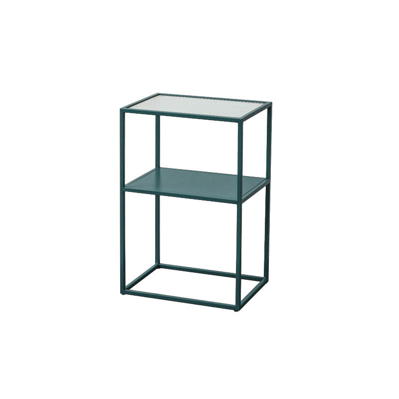 23.6" Tall Ironcraft Frame End Table Glass Rectangular Top Side Table with Shelf