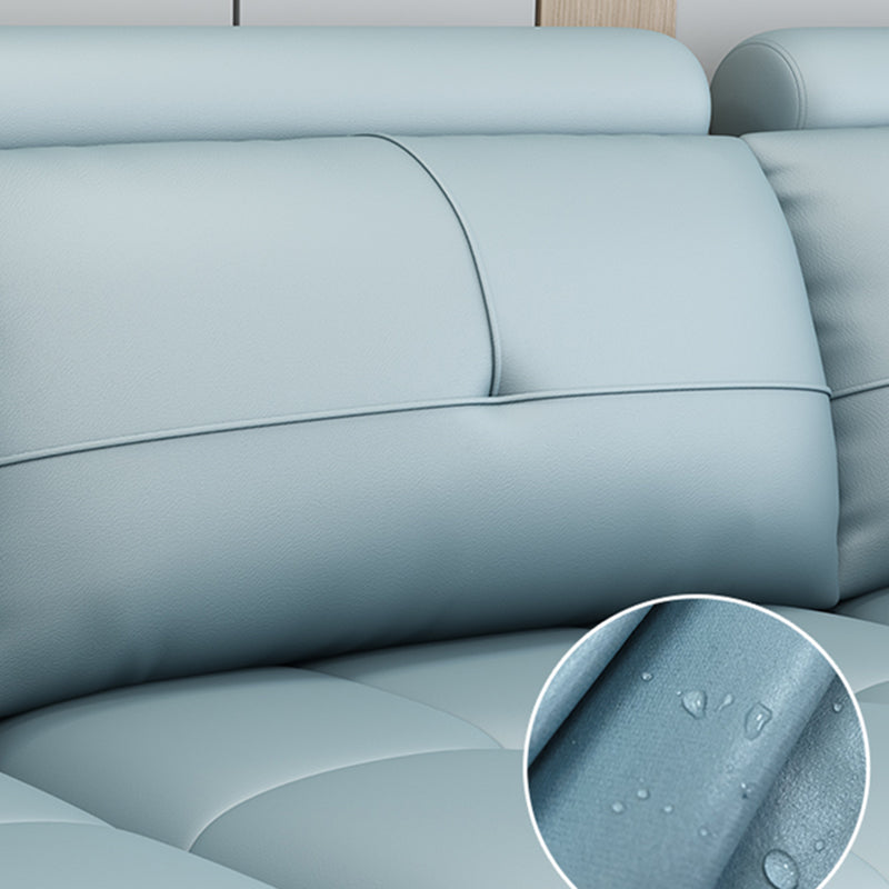 Flared Arm Sectional with Adjustable Headrest and Pocket Storage for Living Room Clearhalo 'furn' 'furn_sectionals' 'Furniture' 'Living Room Furniture' 'Sectionals' 5163926