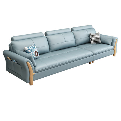 Flared Arm Sectional with Adjustable Headrest and Pocket Storage for Living Room 102"L x 36"W x 33"H Faux Leather Clearhalo 'furn' 'furn_sectionals' 'Furniture' 'Living Room Furniture' 'Sectionals' 5163930