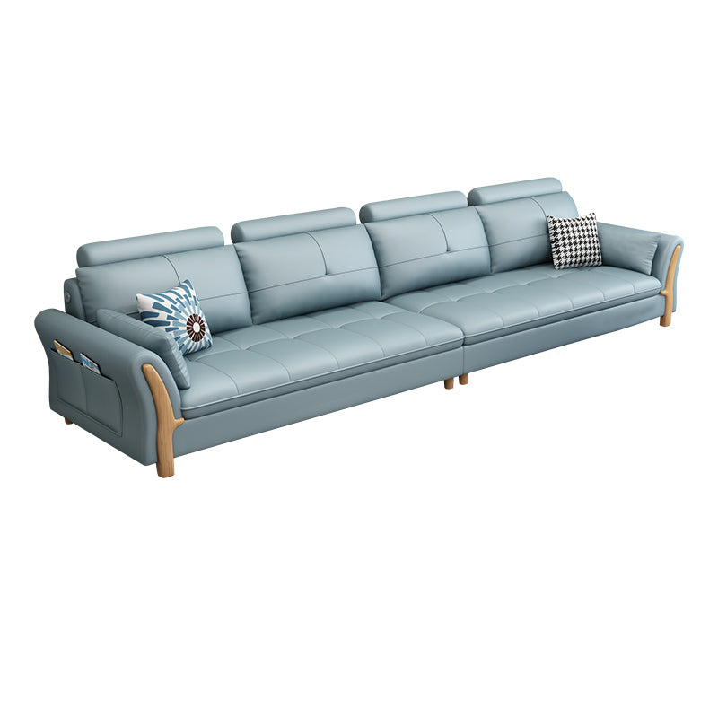 Flared Arm Sectional with Adjustable Headrest and Pocket Storage for Living Room 131"L x 36"W x 33.5"H Clearhalo 'furn' 'furn_sectionals' 'Furniture' 'Living Room Furniture' 'Sectionals' 5163931
