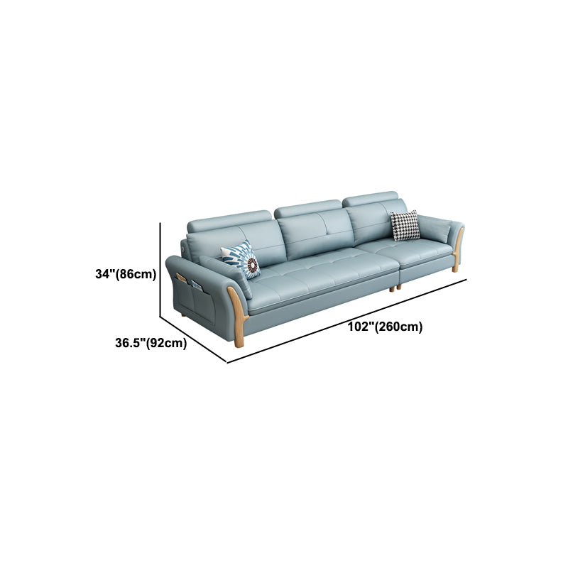 Flared Arm Sectional with Adjustable Headrest and Pocket Storage for Living Room Clearhalo 'furn' 'furn_sectionals' 'Furniture' 'Living Room Furniture' 'Sectionals' 5163934