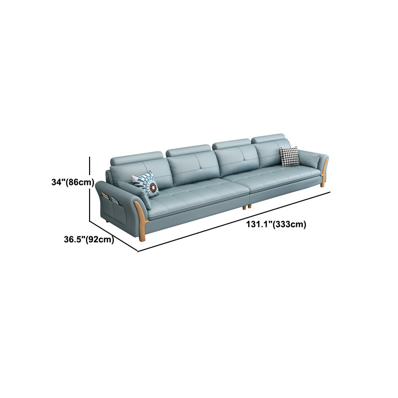 Flared Arm Sectional with Adjustable Headrest and Pocket Storage for Living Room Clearhalo 'furn' 'furn_sectionals' 'Furniture' 'Living Room Furniture' 'Sectionals' 5163935