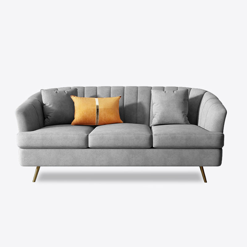 Sewn Pillow Back Sofa with Sloped Arms for Three People 31.5" High