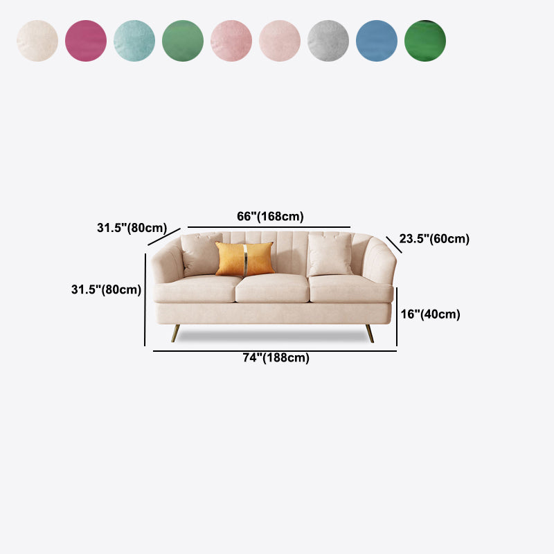 Sewn Pillow Back Sofa with Sloped Arms for Three People 31.5" High