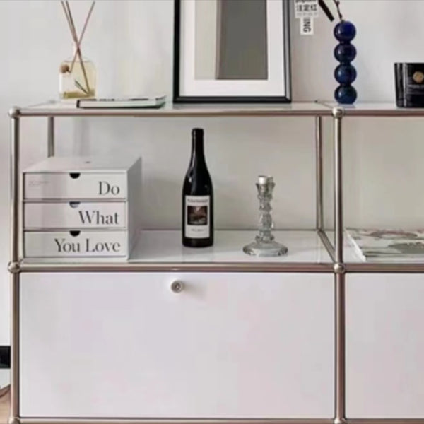 Sideboard in metallo moderno in metallo bianco sideboard da pranzo con spazio