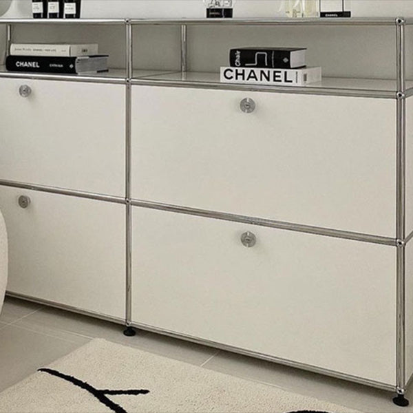 Sideboard in metallo moderno in metallo bianco sideboard da pranzo con spazio