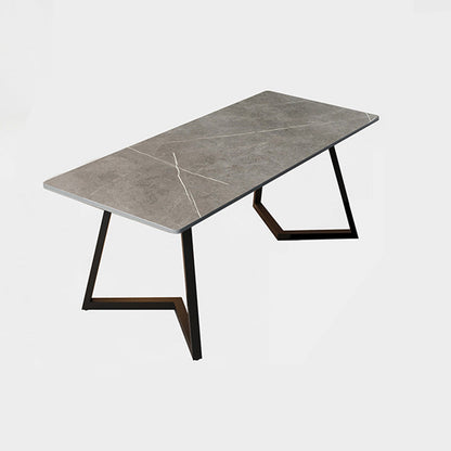 Contemporary Style Sintered Stone Desk Metal Sled Base Office Desk Light Gray Clearhalo 'furn' 'furn_office_desk' 'Furniture' 'Office Desks' 'Office Furniture' 'office_desk' 5164279