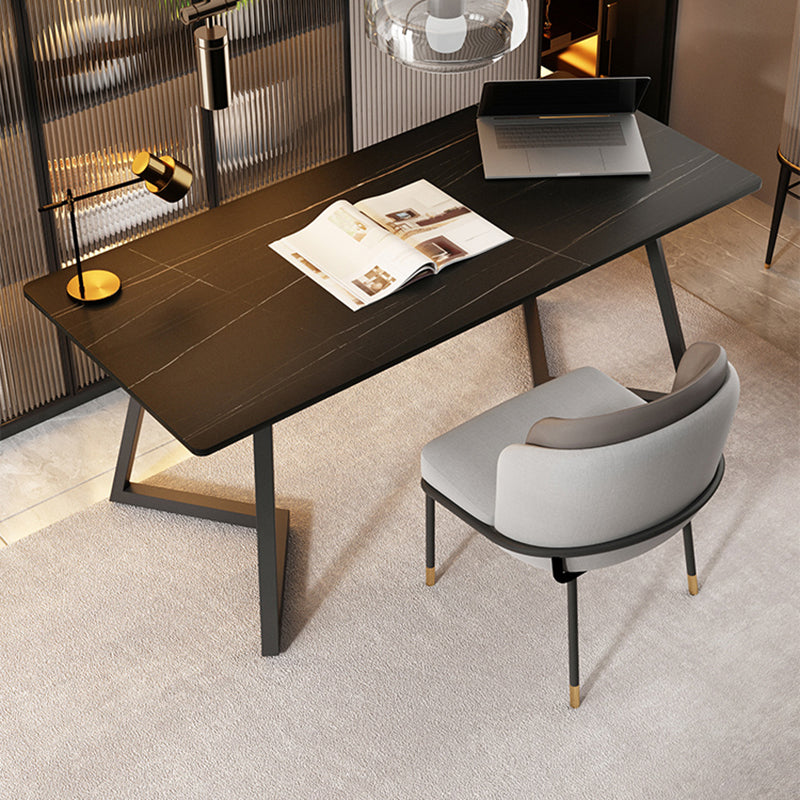 Contemporary Style Sintered Stone Desk Metal Sled Base Office Desk Clearhalo 'furn' 'furn_office_desk' 'Furniture' 'Office Desks' 'Office Furniture' 'office_desk' 5164281