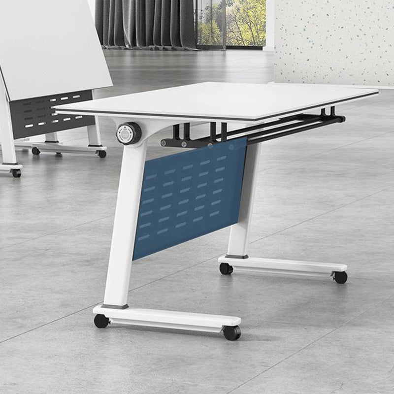 Bureau de bureau en bois moderne avec roues de roues roues blancs de bureau rectangulaire blanc pour le bureau