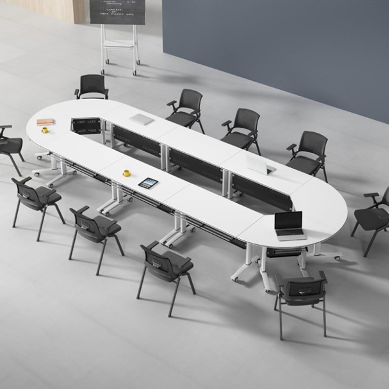 Bureau de bureau en bois moderne avec roues de roues roues blancs de bureau rectangulaire blanc pour le bureau